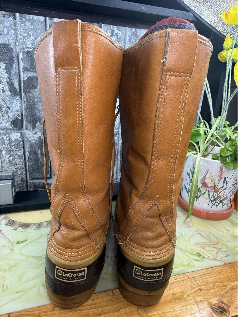 Vintage LaCrosse Made in USA Leather Hunting / Duck Boots men 9